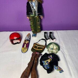 Vintage Bratz Tokyo A Go-Go Cameron Doll Outfit Shoes Skateboard Accessories